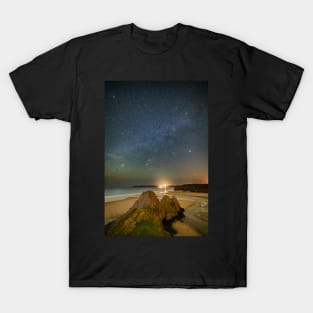 Three Cliffs Bay, Gower at Night with Sirius T-Shirt